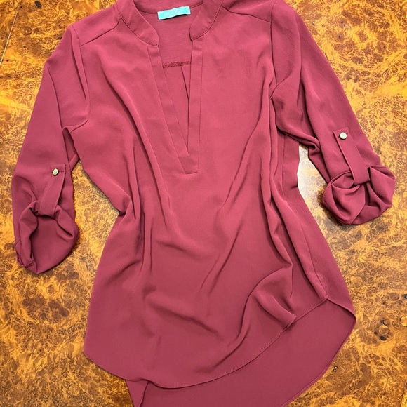 Karlie Deep Red (Burgundy) Women's Blouse - Picture 4 of 5